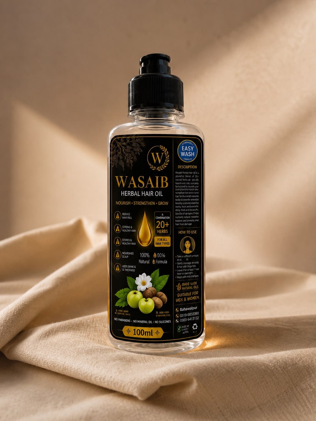 Wasaib Herbal Hair Oil , 20+ Herbs - Image 3